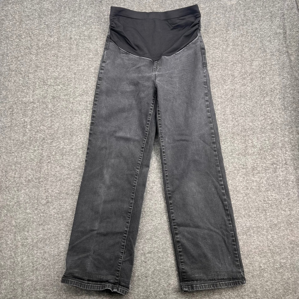 Bae Maternity Straight Leg Jeans Faded Black Over the Belly Panel Size M